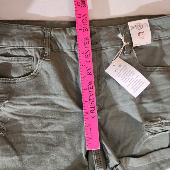 So Womens Olive Green Midi Low Rise Stretch Shorts Size 17 - Picture 14 of 16